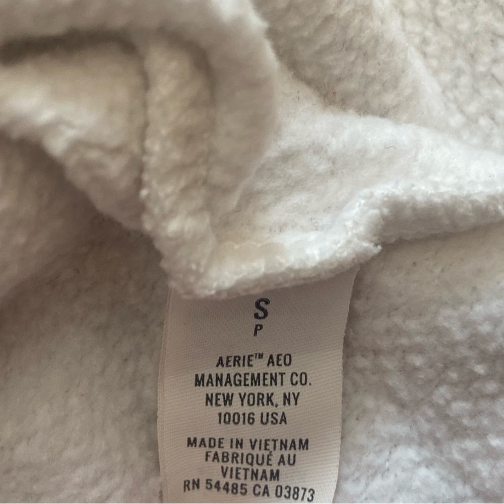 Aerie Cropped Fleece Pullover Sweatshirt White Size S - Picture 4 of 6